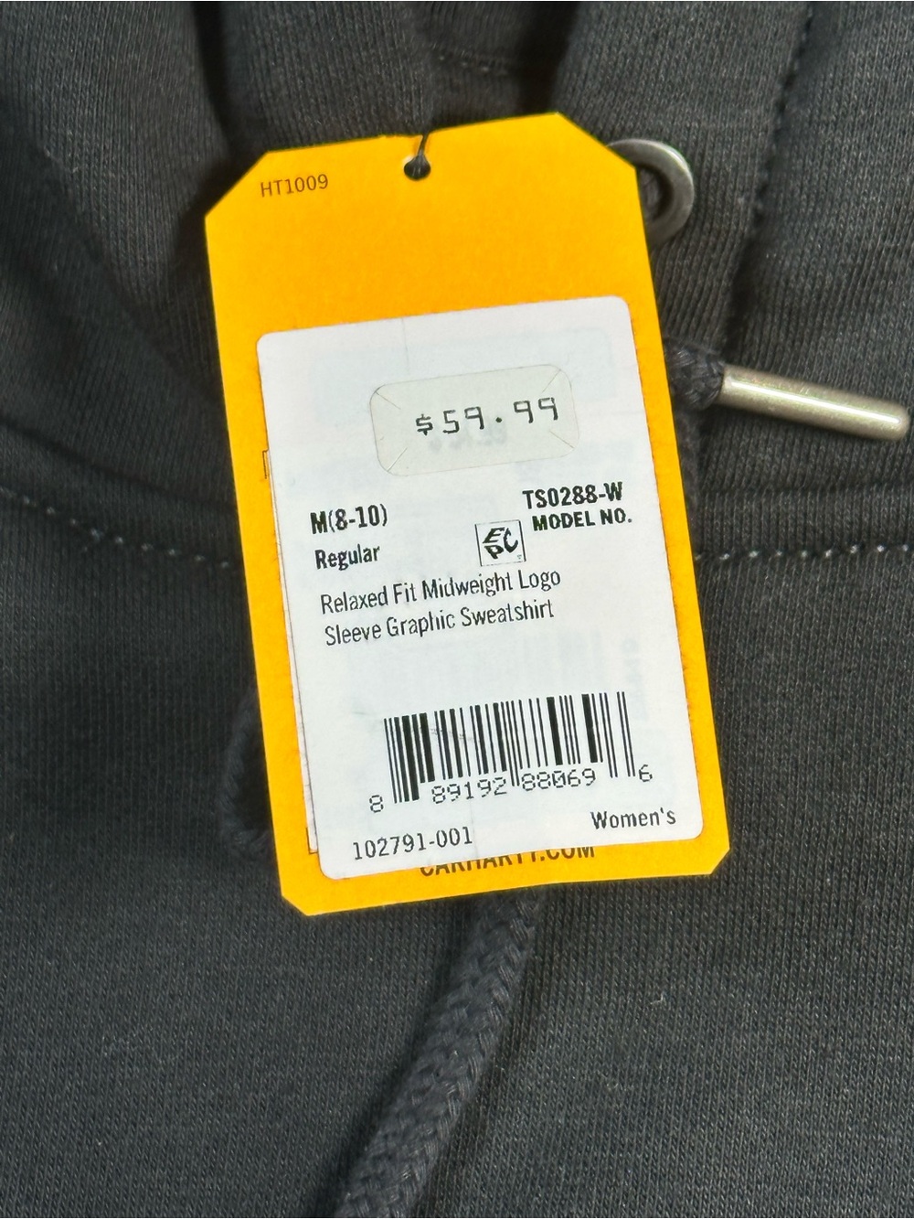Carhartt Women's Relaxed Fit Midweight Logo Sleeve Graphic Hoodie Medium Black - Picture 4 of 5
